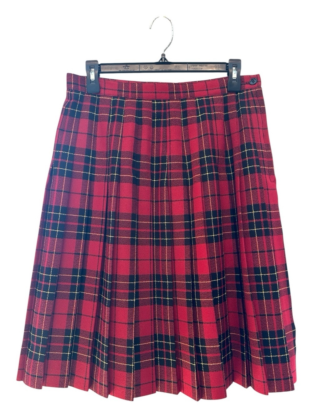 Vintage 90’s Red and Black Plaid Pleated A-Line Skirt Size 12 (Runs Small)